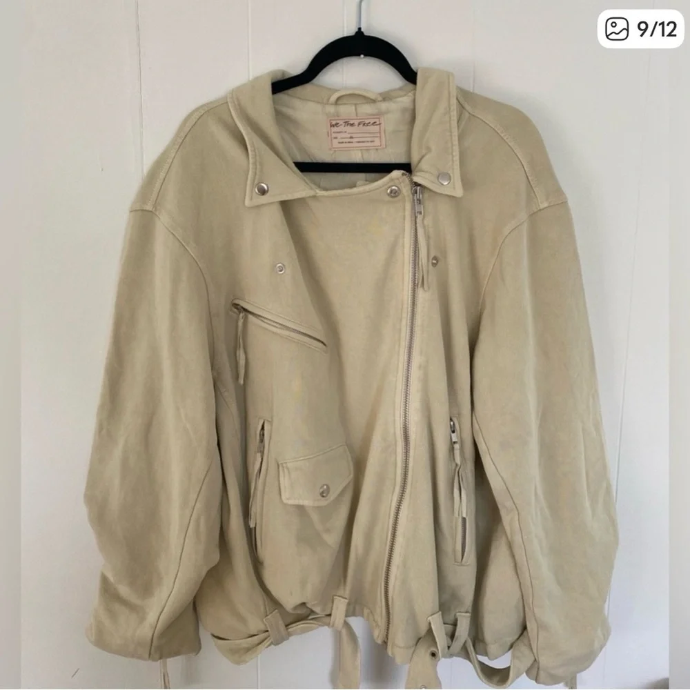 FREE PEOPLE *NWT*  Rebel Knit Soft Moto Jacket in Vanilla Crème Women’s Size XL - Picture 5 of 6